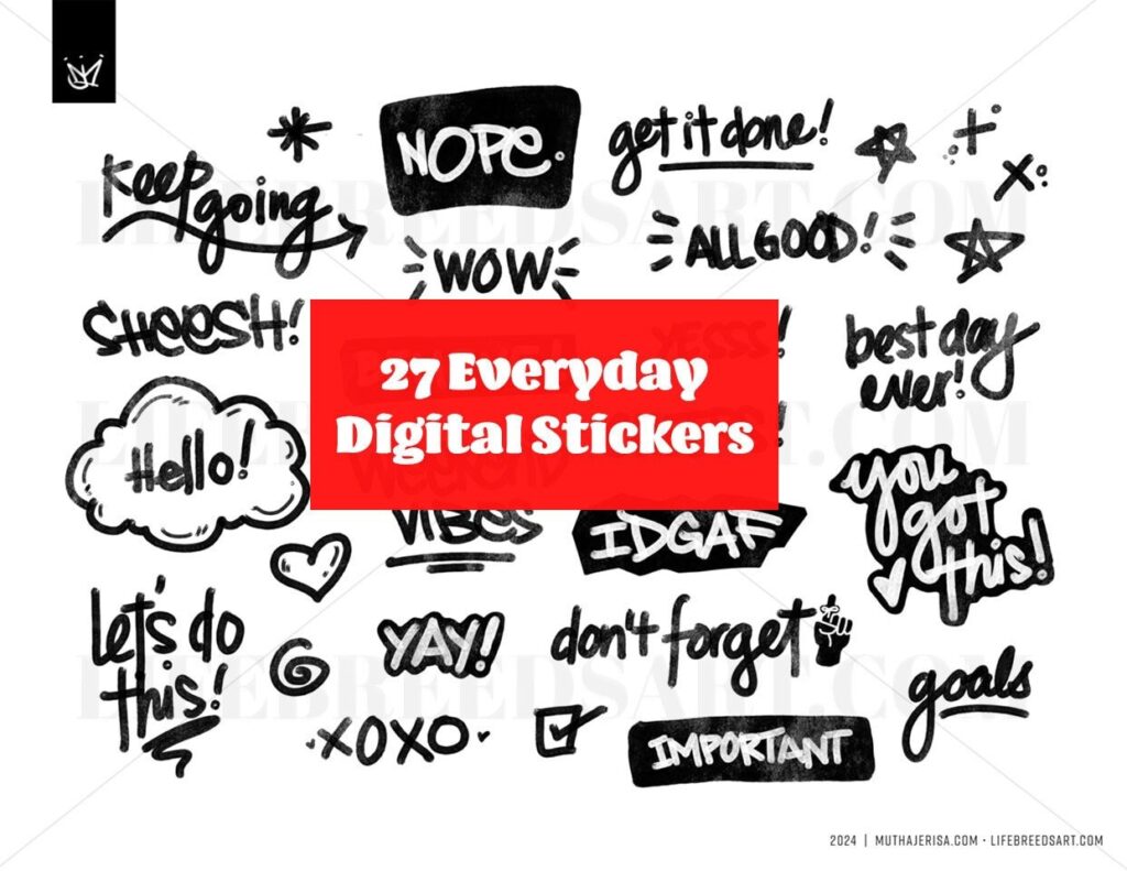 27 Everday Digital Sticker Set 1- Instant Download