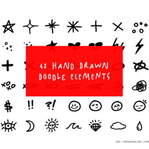 42 Hand-Drawn Doodle Elements, Set 1- Download