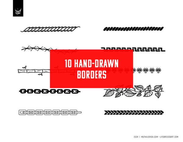 10 Hand-Drawn Border Designs, Set 1 - Instant Download