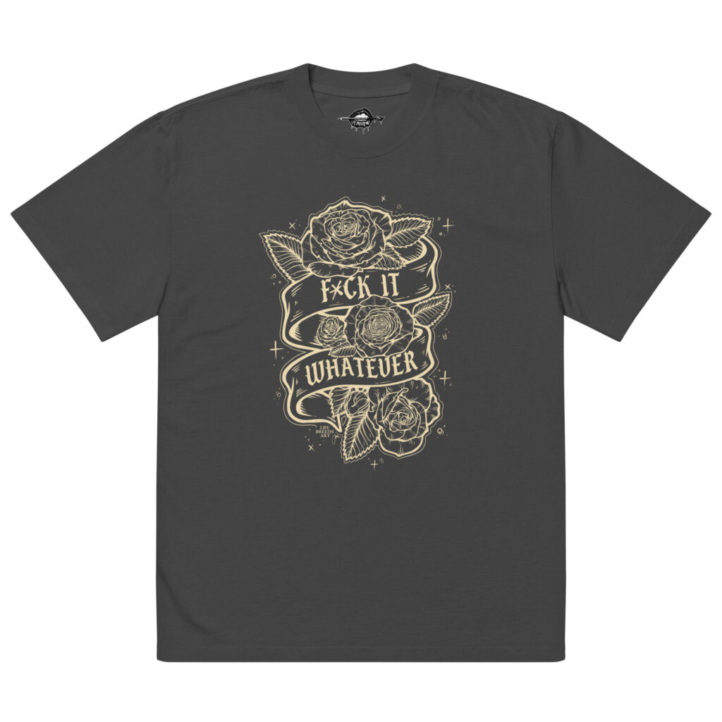 FCKIT WTVR Oversized Faded Tee, Black/Cream